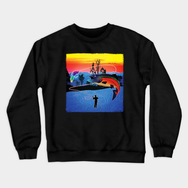 Fly Fishing for Rainbow Trout Crewneck Sweatshirt by Fairview Design